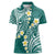 Plumeria With Teal Polynesian Tattoo Pattern Women Polo Shirt