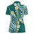 Plumeria With Teal Polynesian Tattoo Pattern Women Polo Shirt