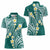 Plumeria With Teal Polynesian Tattoo Pattern Women Polo Shirt