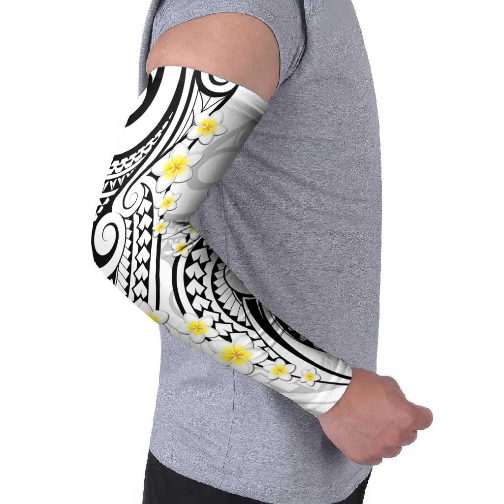 Plumeria With White Polynesian Tattoo Pattern Arm Sleeves LT05 - Polynesian Pride