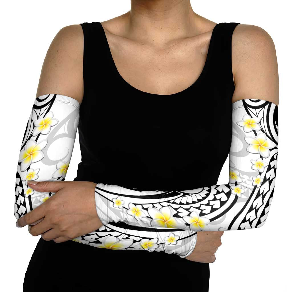 Plumeria With White Polynesian Tattoo Pattern Arm Sleeves LT05 - Polynesian Pride