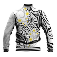 Plumeria With White Polynesian Tattoo Pattern Baseball Jacket LT05 - Polynesian Pride