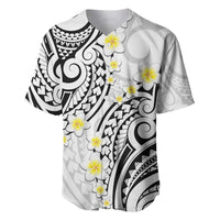 Plumeria With White Polynesian Tattoo Pattern Baseball Jersey LT05 White - Polynesian Pride