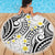 Plumeria With White Polynesian Tattoo Pattern Beach Blanket