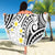 Plumeria With White Polynesian Tattoo Pattern Beach Blanket