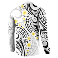 Plumeria With White Polynesian Tattoo Pattern Button Sweatshirt LT05 - Polynesian Pride