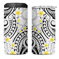Plumeria With White Polynesian Tattoo Pattern 4 in 1 Can Cooler Tumbler LT05 One Size: 16 oz White - Polynesian Pride