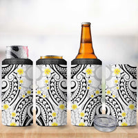 Plumeria With White Polynesian Tattoo Pattern 4 in 1 Can Cooler Tumbler LT05 - Polynesian Pride