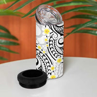 Plumeria With White Polynesian Tattoo Pattern 4 in 1 Can Cooler Tumbler LT05 - Polynesian Pride