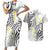 Plumeria With White Polynesian Tattoo Pattern Couples Matching Short Sleeve Bodycon Dress and Hawaiian Shirt