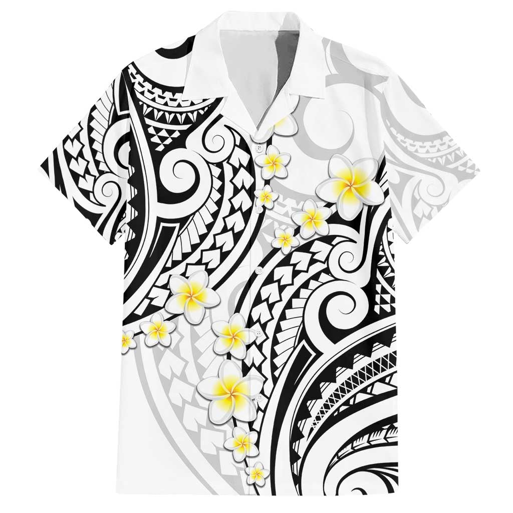 Plumeria With White Polynesian Tattoo Pattern Hawaiian Shirt LT05 White - Polynesian Pride