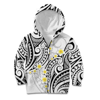 Plumeria With White Polynesian Tattoo Pattern Kid Hoodie LT05 Zip Hoodie White - Polynesian Pride