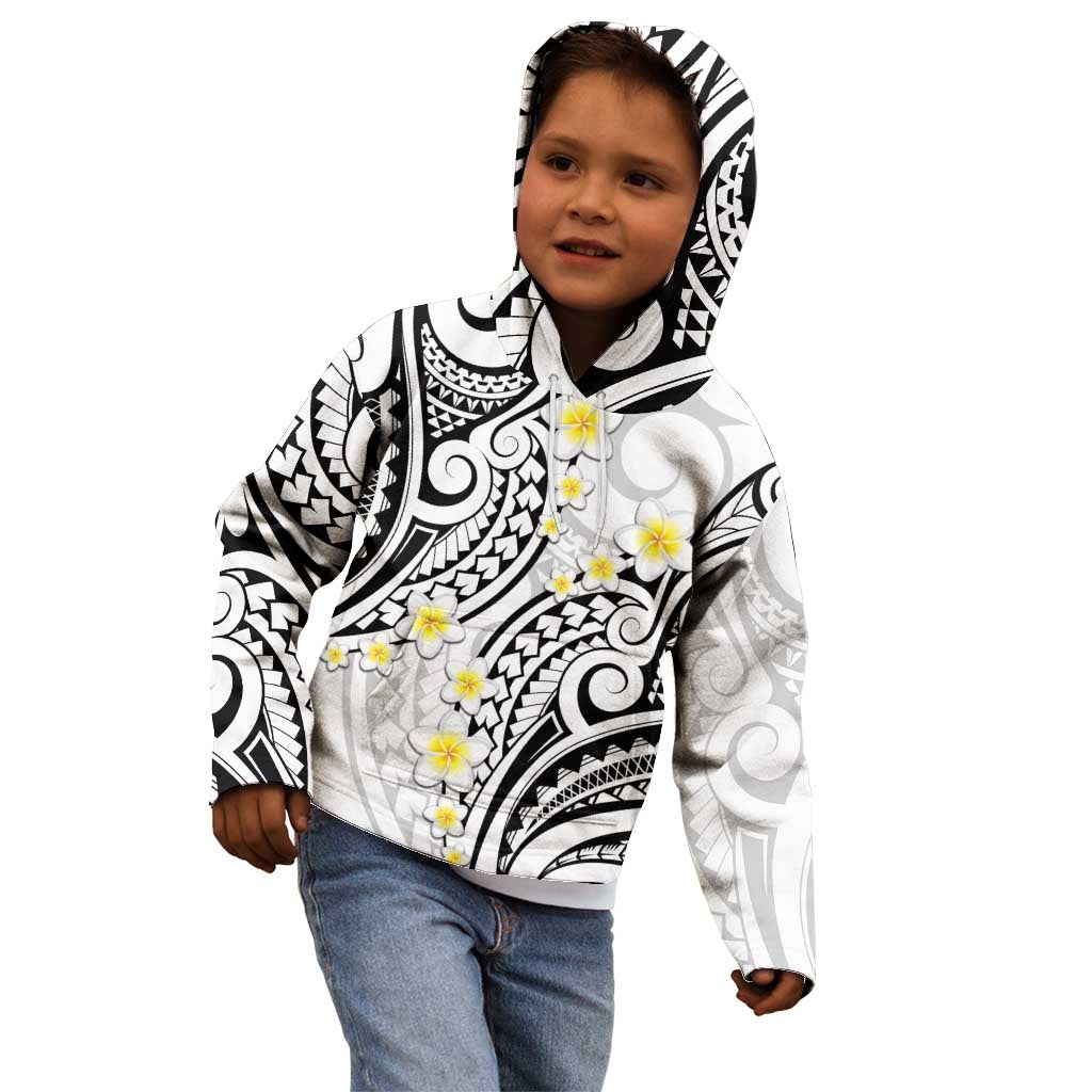 Plumeria With White Polynesian Tattoo Pattern Kid Hoodie LT05 - Polynesian Pride