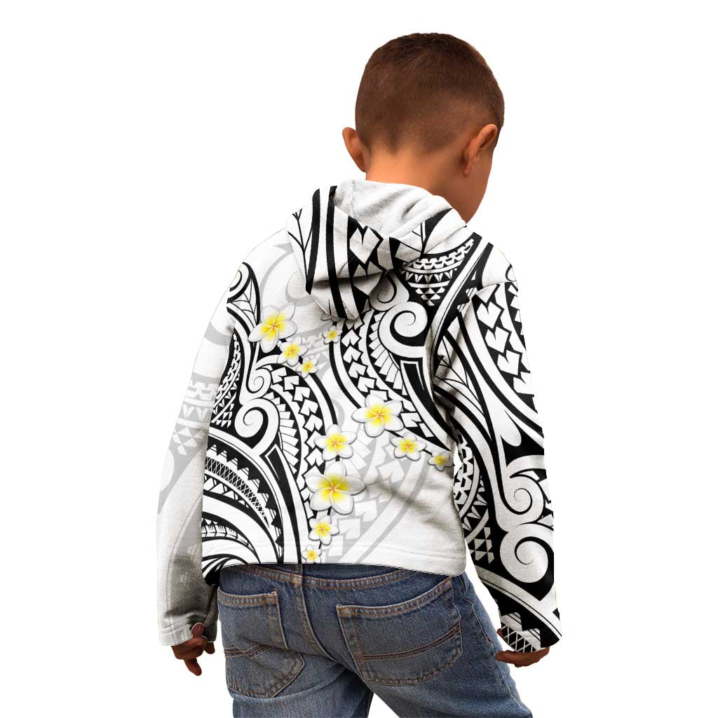 Plumeria With White Polynesian Tattoo Pattern Kid Hoodie LT05 - Polynesian Pride