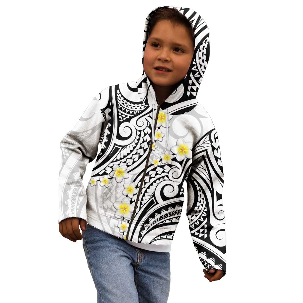 Plumeria With White Polynesian Tattoo Pattern Kid Hoodie LT05 - Polynesian Pride