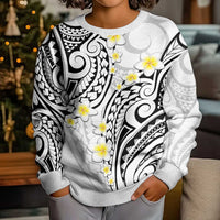 Plumeria With White Polynesian Tattoo Pattern Kid Ugly Christmas Sweater LT05 - Polynesian Pride