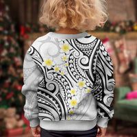 Plumeria With White Polynesian Tattoo Pattern Kid Ugly Christmas Sweater LT05 - Polynesian Pride