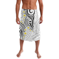 Plumeria With White Polynesian Tattoo Pattern Lavalava LT05 White - Polynesian Pride