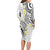 Plumeria With White Polynesian Tattoo Pattern Long Sleeve Bodycon Dress