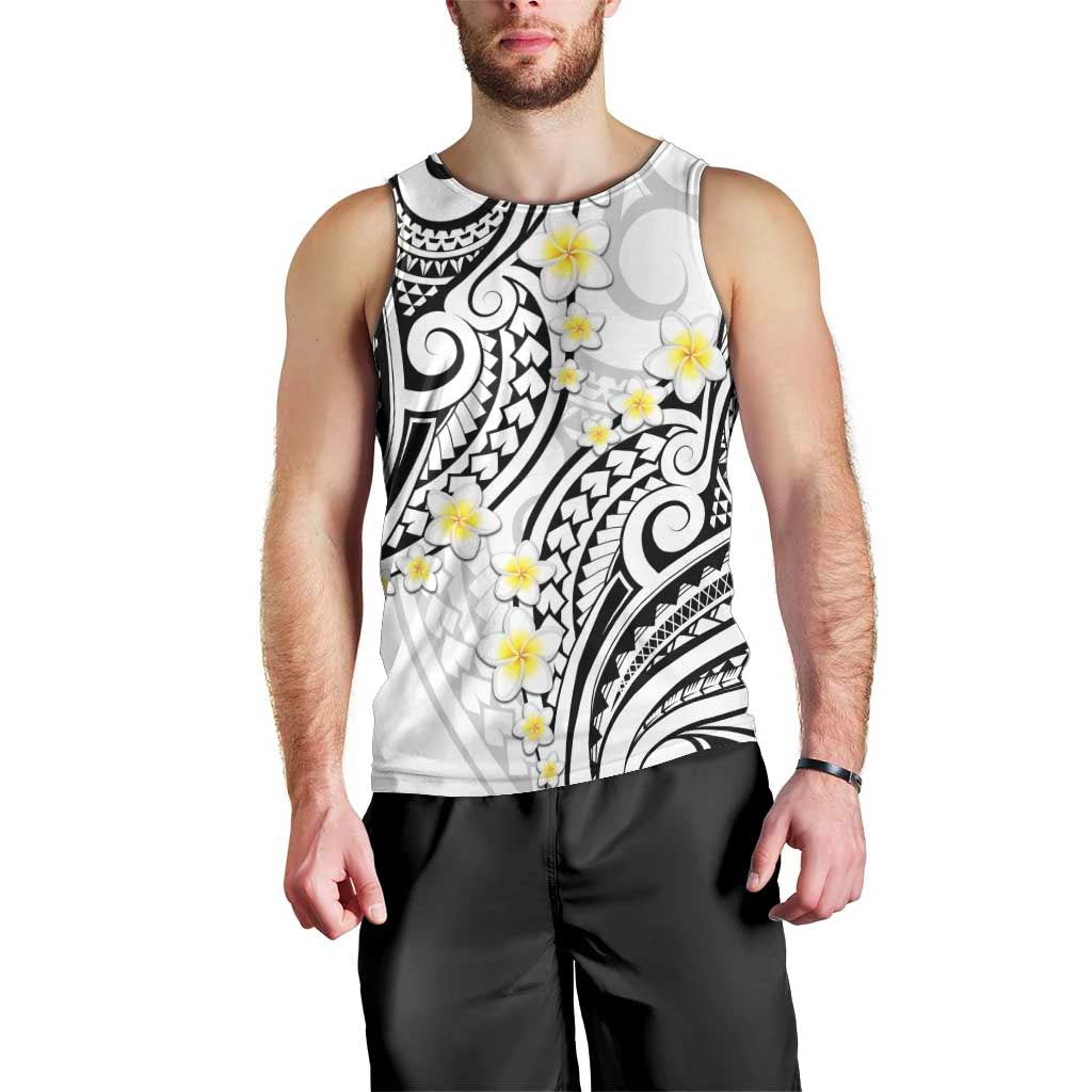 Plumeria With White Polynesian Tattoo Pattern Men Tank Top LT05 - Polynesian Pride