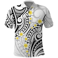Plumeria With White Polynesian Tattoo Pattern Polo Shirt LT05 White - Polynesian Pride