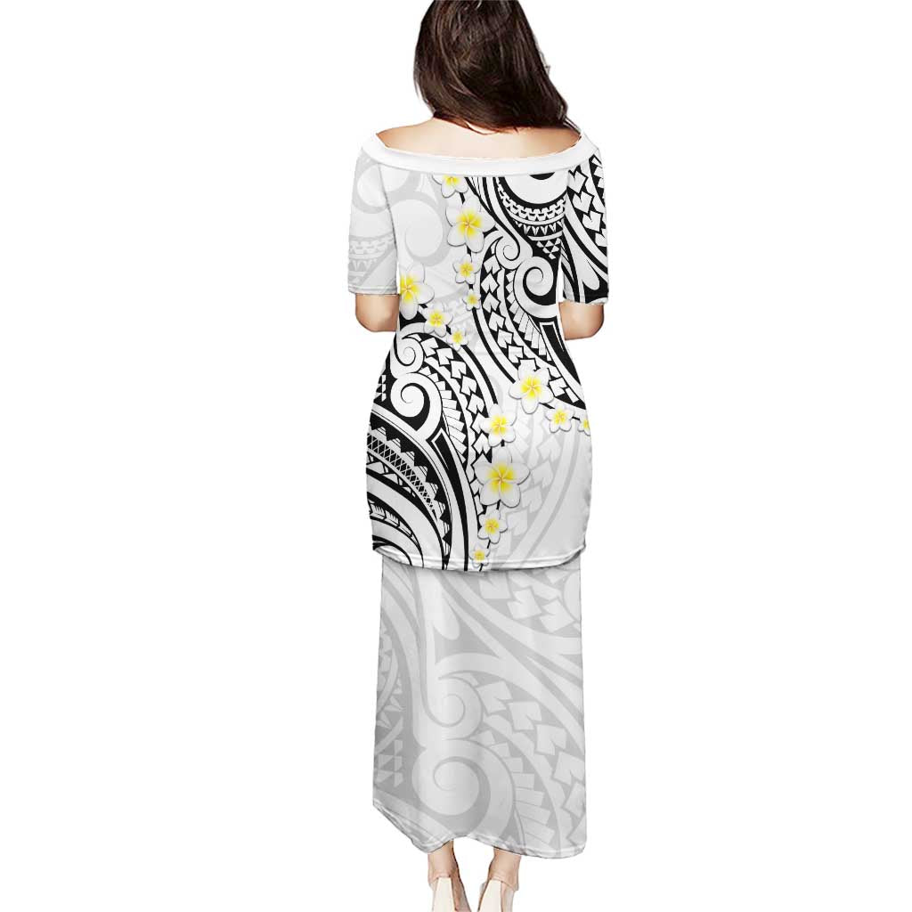 Plumeria With White Polynesian Tattoo Pattern Puletasi LT05 - Polynesian Pride
