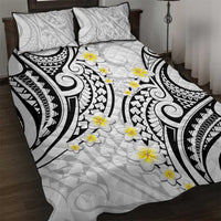 Plumeria With White Polynesian Tattoo Pattern Quilt Bed Set LT05 White - Polynesian Pride