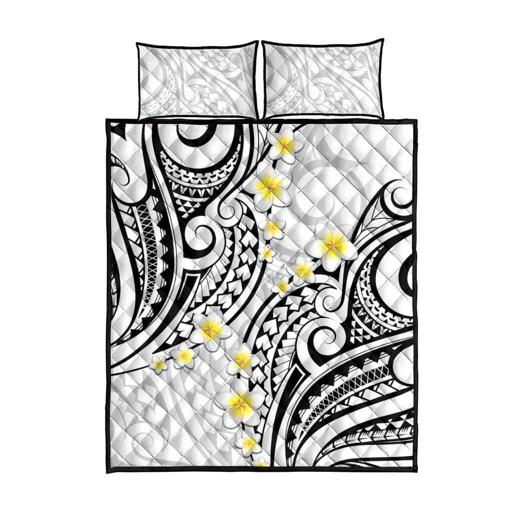 Plumeria With White Polynesian Tattoo Pattern Quilt Bed Set LT05 - Polynesian Pride