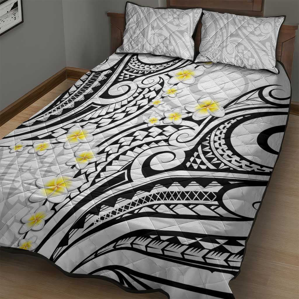 Plumeria With White Polynesian Tattoo Pattern Quilt Bed Set LT05 - Polynesian Pride