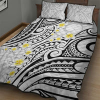 Plumeria With White Polynesian Tattoo Pattern Quilt Bed Set LT05 - Polynesian Pride