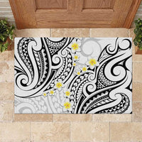 Plumeria With White Polynesian Tattoo Pattern Rubber Doormat LT05 White - Polynesian Pride