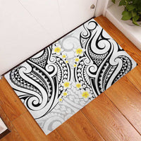 Plumeria With White Polynesian Tattoo Pattern Rubber Doormat LT05 - Polynesian Pride