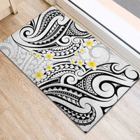 Plumeria With White Polynesian Tattoo Pattern Rubber Doormat LT05 - Polynesian Pride