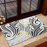 Plumeria With White Polynesian Tattoo Pattern Rubber Doormat LT05 - Polynesian Pride