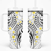 Plumeria With White Polynesian Tattoo Pattern Tumbler With Handle LT05 One Size: 40 oz White - Polynesian Pride