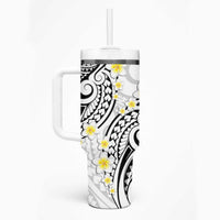 Plumeria With White Polynesian Tattoo Pattern Tumbler With Handle LT05 - Polynesian Pride