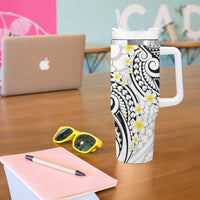 Plumeria With White Polynesian Tattoo Pattern Tumbler With Handle LT05 - Polynesian Pride