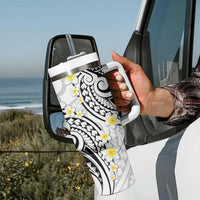 Plumeria With White Polynesian Tattoo Pattern Tumbler With Handle LT05 - Polynesian Pride