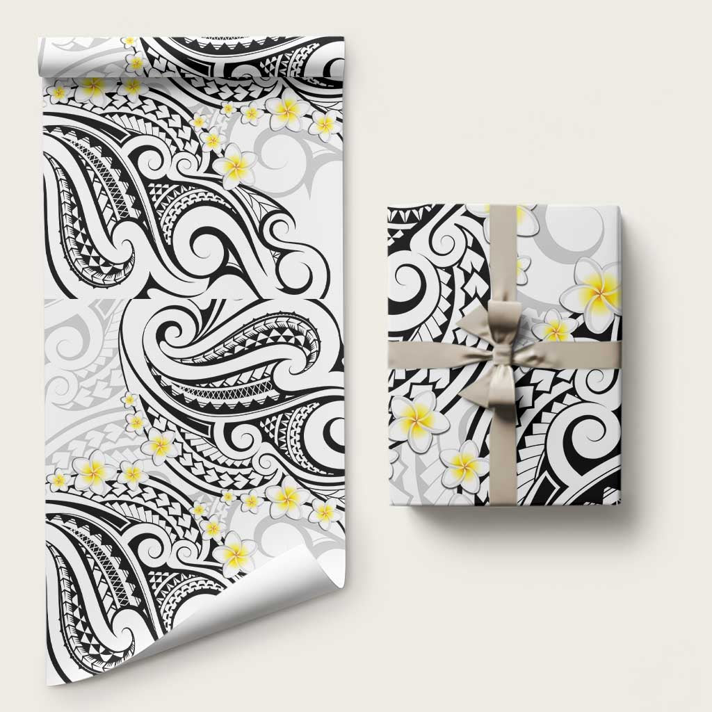 Plumeria With White Polynesian Tattoo Pattern Wrapping Paper LT05 58" × 23" White - Polynesian Pride