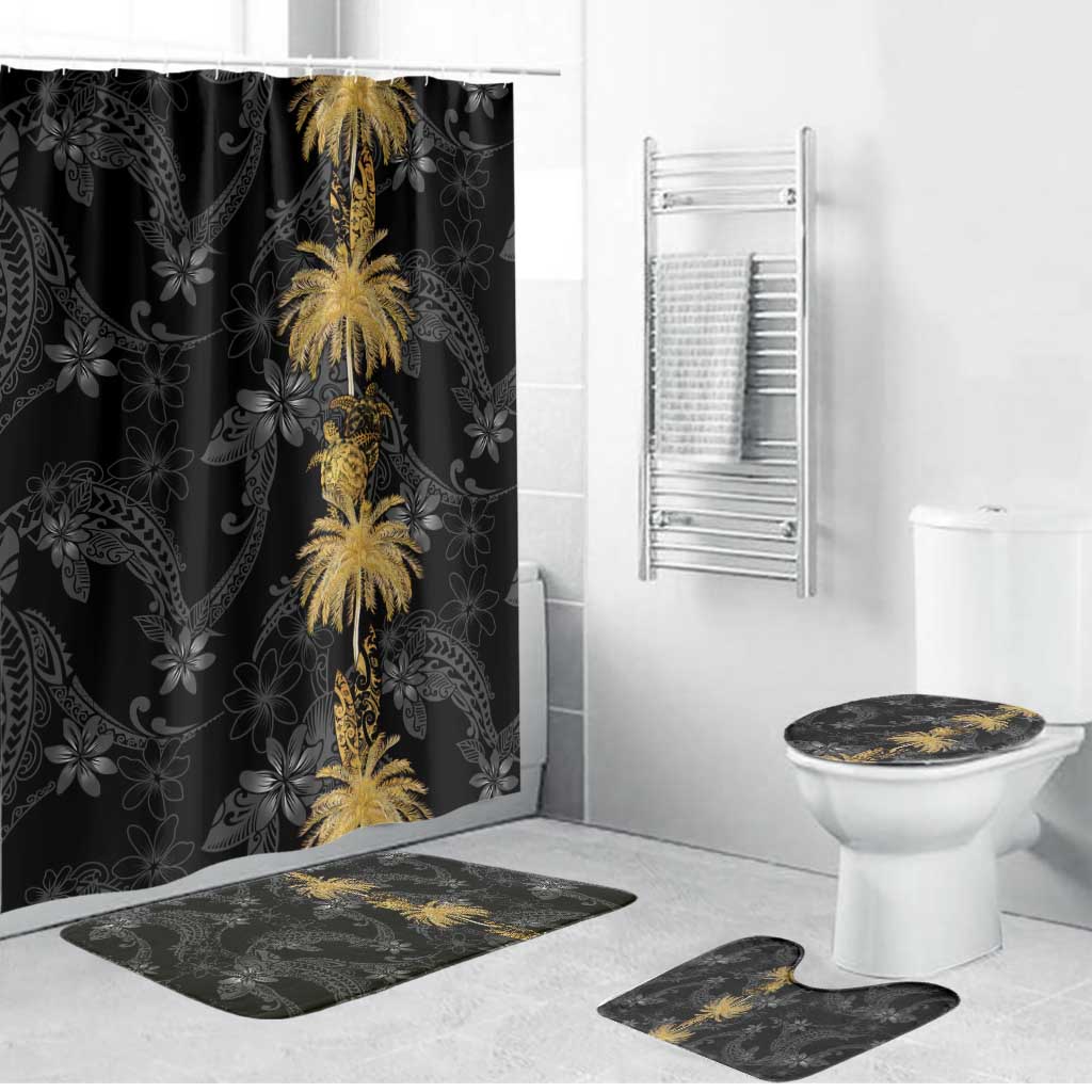 Hawaiian Honu And Surfboards Bathroom Set Gold Style LT05 Bathroom Set (4 pcs) Gold - Polynesian Pride