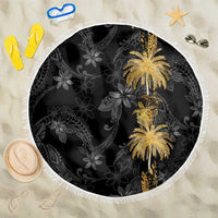 Hawaiian Honu And Surfboards Beach Blanket Gold Style LT05 One Size 150cm Gold - Polynesian Pride
