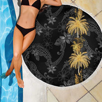 Hawaiian Honu And Surfboards Beach Blanket Gold Style LT05 - Polynesian Pride
