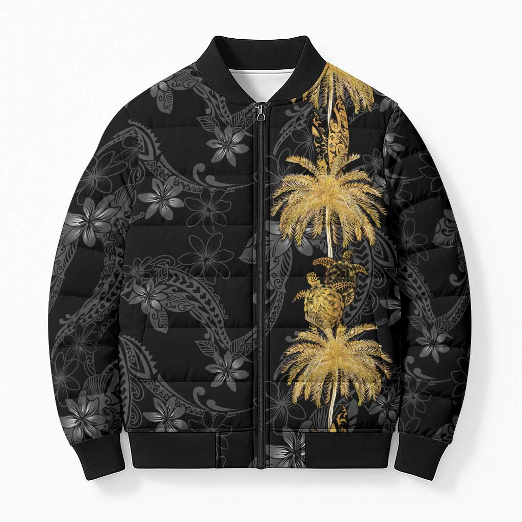 Hawaiian Honu And Surfboards Bomber Puffer Jacket Gold Style LT05 Unisex Gold - Polynesian Pride