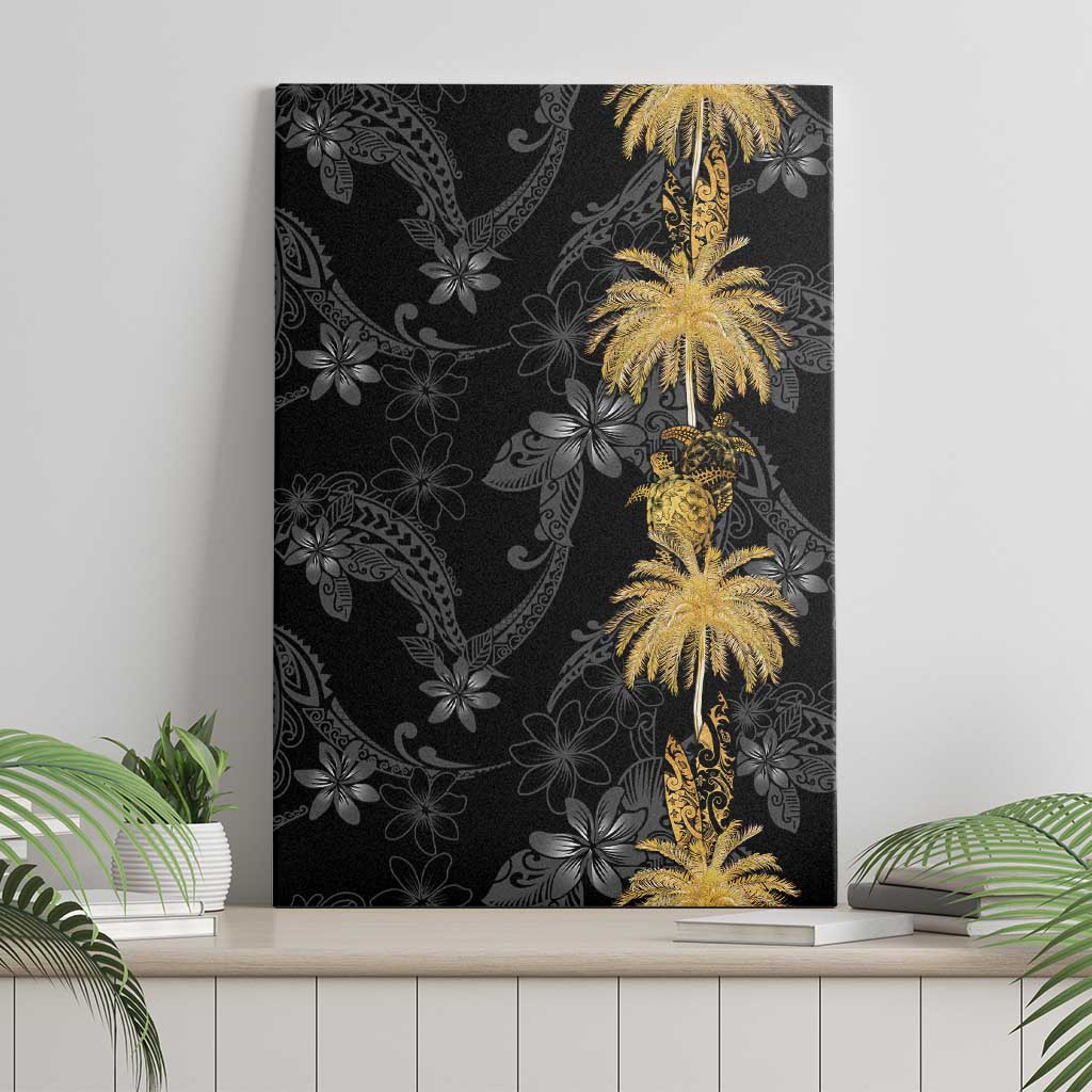 Hawaiian Honu And Surfboards Canvas Wall Art Gold Style LT05 - Polynesian Pride