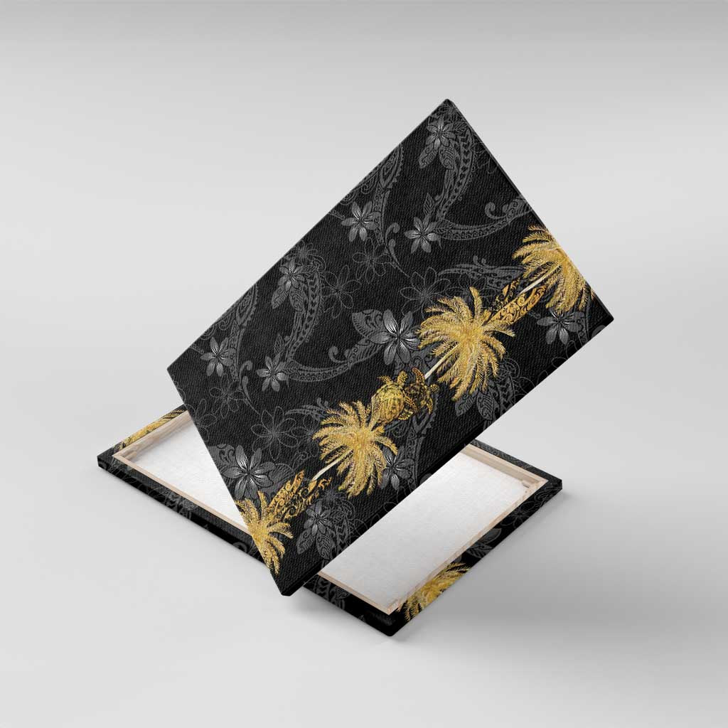 Hawaiian Honu And Surfboards Canvas Wall Art Gold Style LT05 With Frame Gold - Polynesian Pride