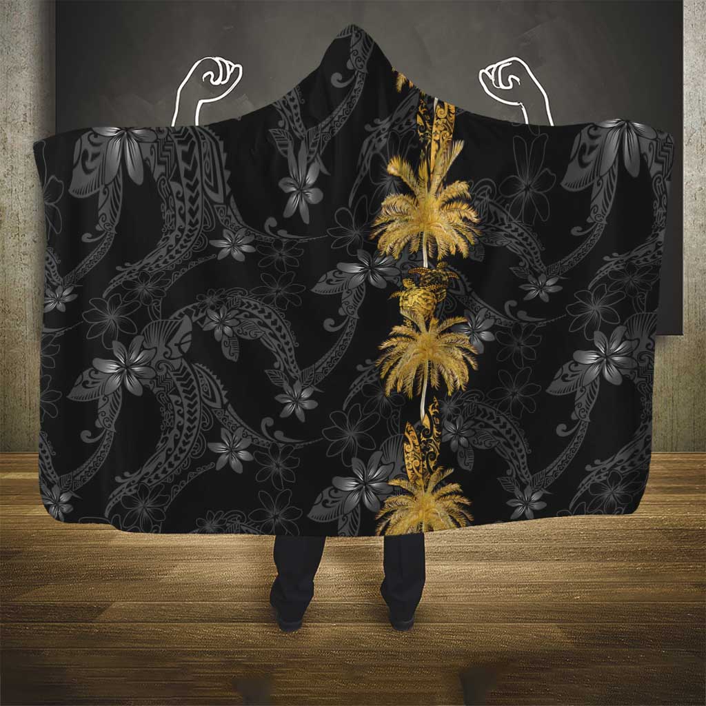 Hawaiian Honu And Surfboards Hooded Blanket Gold Style LT05 - Polynesian Pride
