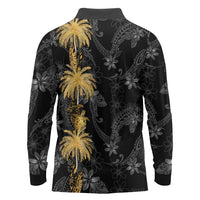 Hawaiian Honu And Surfboards Long Sleeve Polo Shirt Gold Style LT05 - Polynesian Pride