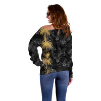 Hawaiian Honu And Surfboards Off Shoulder Sweater Gold Style LT05 - Polynesian Pride