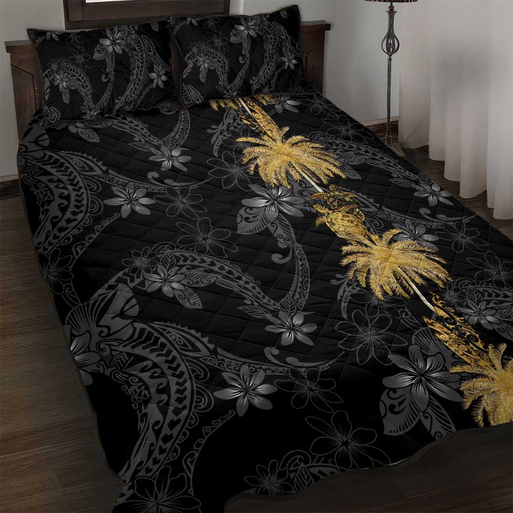 Hawaiian Honu And Surfboards Quilt Bed Set Gold Style LT05 Gold - Polynesian Pride