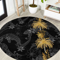 Hawaiian Honu And Surfboards Round Carpet Gold Style LT05 Gold - Polynesian Pride